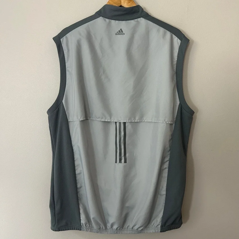 Adidas Vest Mens XL Gray‎ 1/4 Zip Golf Pullover Windbreaker Sleeveless Vented